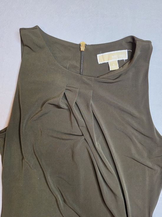 Michael Kors Dresses & Skirts - Michael Kors Olive Green Ruched Sleeveless Bodycon Midi Dress - Size Small